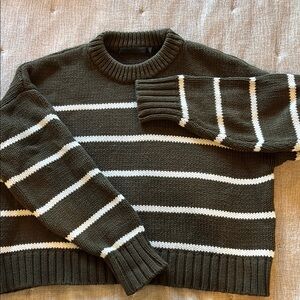 Jenni Kayne XS Cotton Striped Olive Green Sweater